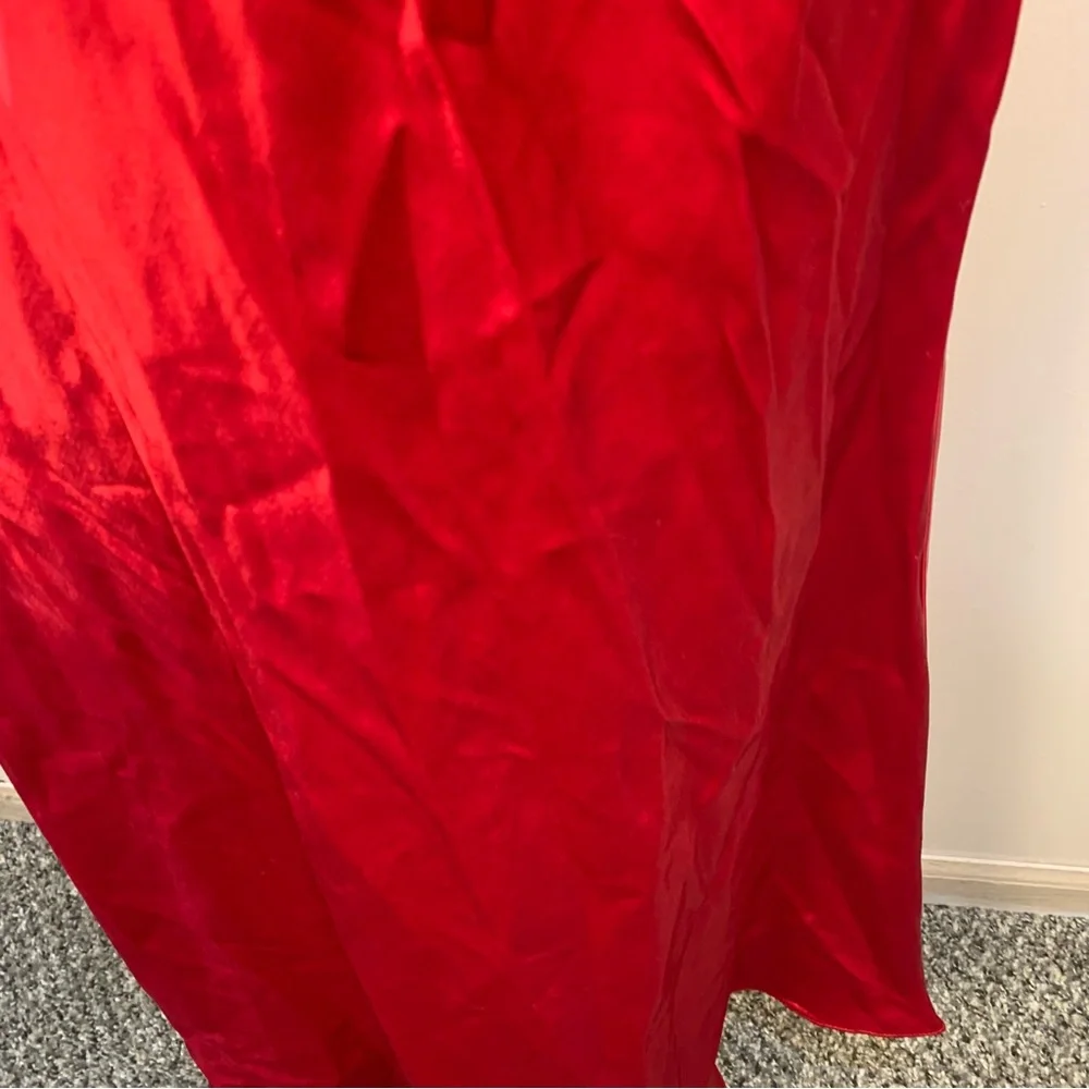 Vintage 90s Hampton Nites Satin Velvet Full Length Slip Dress - Picture 7 of 10